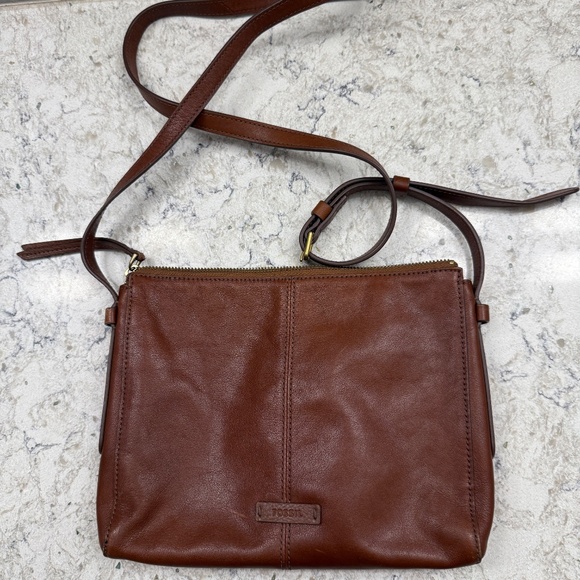 Fossil Felicity Crossbody Brown Leather bag adjustable strap -cp - Picture 2 of 8